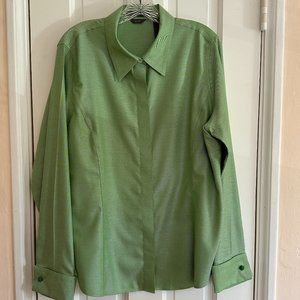 Liz Claiborne Green Twill Button-down Tailored Shirt